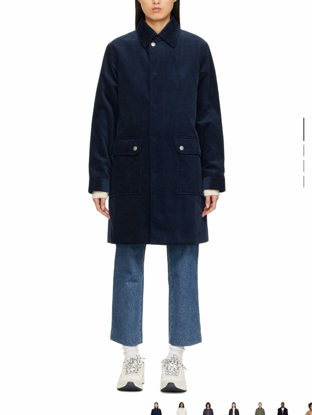 A.P.C. Dark Navy Corduroy Single-Breasted Coat